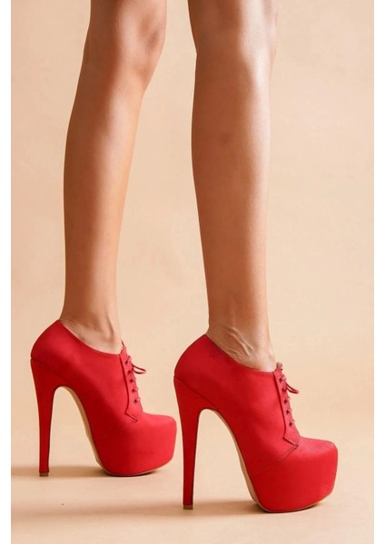Stil Modern Kadın Bağcıklı Ince Topuklu Platform Bot Özel Tasarım Gündüz Gece Abiye Ayakkabı