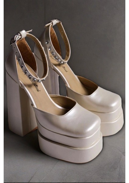 Stil Modern Kadın Çift Platform Özel Tasarım Gündüz Gece Abiye Ayakkabı fiyatları