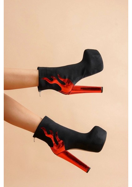 Stil Modern Kadın Yüksek Topuk Alevli Bot Özel Tasarım Gündüz Gece Abiye Ayakkabı modelleri