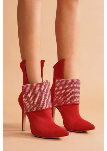 Stil Modern Kadın Yaka Taşlı Sivri Burun Bot Özel Tasarım Gündüz Gece Abiye Ayakkabı modelleri