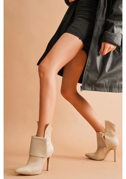 Stil Modern Kadın Yaka Taşlı Sivri Burun Bot Özel Tasarım Gündüz Gece Abiye Ayakkabı fırsatları