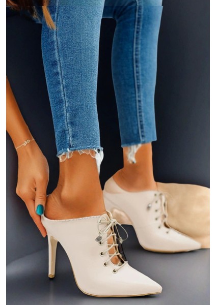 Stil Modern Kadın Bağcıklı Sivri Burun Ince Topuklu Terlik Özel Tasarım Gündüz Gece Abiye Ayakkabı fiyatları