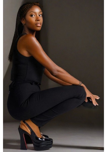 Stil Modern Kadın Çift Platform Arka Açık Yüksek Topuklu Ayakkabı Tasarım Gündüz Gece Abiye Ayakkabı fırsatları