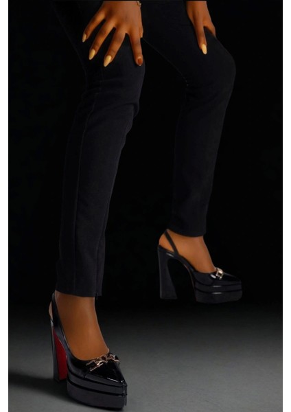 Stil Modern Kadın Çift Platform Arka Açık Yüksek Topuklu Ayakkabı Tasarım Gündüz Gece Abiye Ayakkabı indirimleri