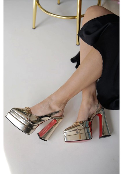 Stil Modern Kadın Çift Platform Arka Açık Yüksek Topuklu Ayakkabı Tasarım Gündüz Gece Abiye Ayakkabı fiyatları