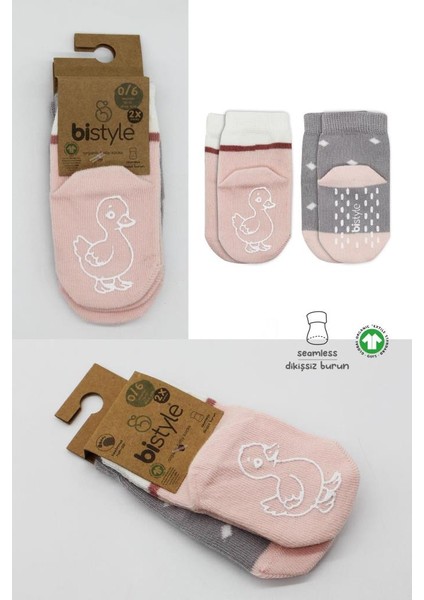 Nessiworld Bistyle Hayvan Figür Kaymaz Kız Soket Çorap 2'li BS10120 Gri
