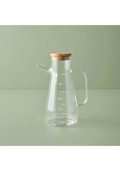 Bambu Kapaklı Borosilikat Yağdanlık Sirkelik Sosluk 900 ml