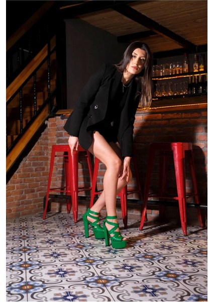 Stil Modern Kadın Kalın Topuklu Platform Ayakkabı Özel Tasarım Gündüz Gece Abiye Ayakkabı