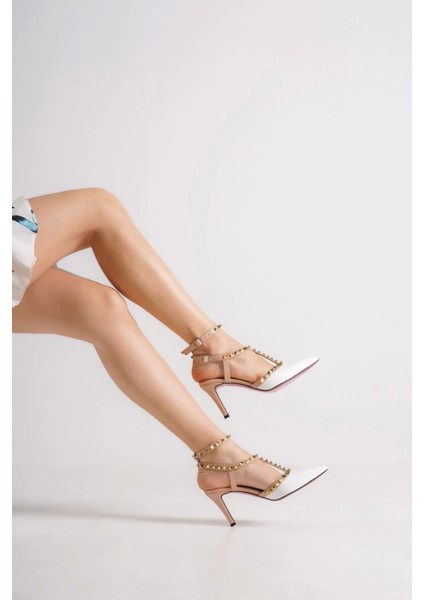 Stil Modern Kadın Troklu Ince Topuklu Ayakkabı Stiletto Özel Tasarım Gündüz Gece Abiye Ayakkabı fırsatları