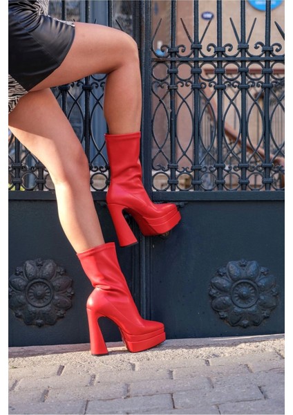 Stil Modern Kadın Yüksek Topuk Streç Bot Özel Tasarım Gündüz Gece Abiye Ayakkabı fiyatları