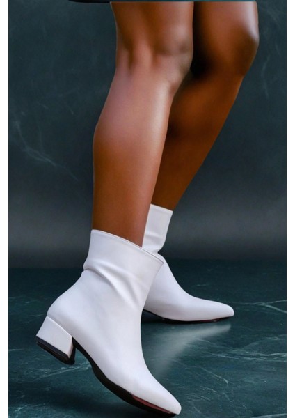 Stil Modern Kadın Kısa Topuk Fermuarlı Bot Özel Tasarım Gündüz Gece Abiye Ayakkabı