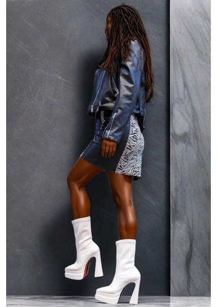 Stil Modern Kadın Yüksek Topuk Streç Bot Özel Tasarım Gündüz Gece Abiye Ayakkabı fırsatları