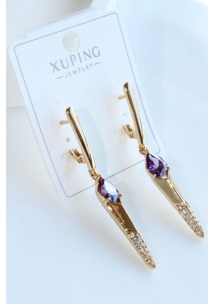 Vip Xuping Opal Damla Taşlı Tasarım Kararmaz Renk Atmaz Kadın Çelik Küpe