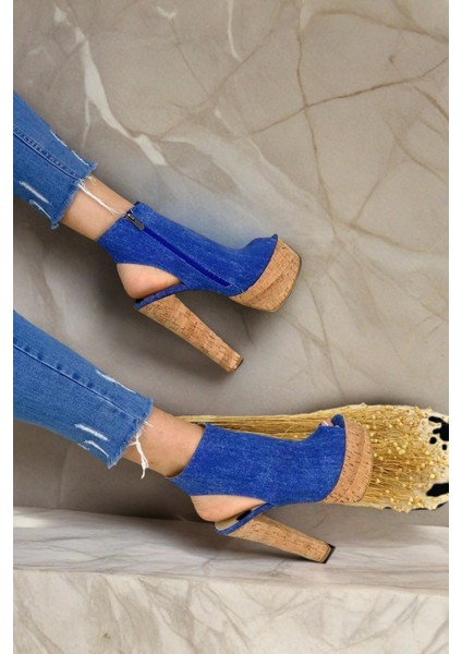 Stil Modern Kadın Kalın Topuklu Arka Açık Platform Ayakkabı Özel Tasarım Gündüz Gece Abiye Ayakkabı