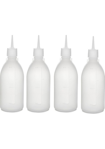 Şeffaf 1L Fişek Sosluk Şişesi, 4'lü turuncu set
