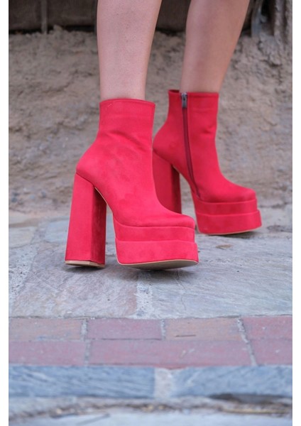 Stil Modern Kadın Çift Platform Kalın Topuk Bot Özel Tasarım Gündüz Gece Abiye Ayakkabı