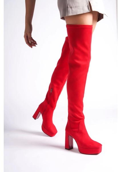 Stil Modern Kadın Kalın Topuk Diz Üstü Streç Çizme Özel Tasarım Gündüz Gece Abiye Ayakkabı modelleri