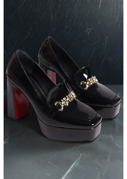 Stil Modern Kadın Platform Toka Detaylı Orta Topuklu Özel Tasarım Gündüz Gece Abiye Ayakkabı