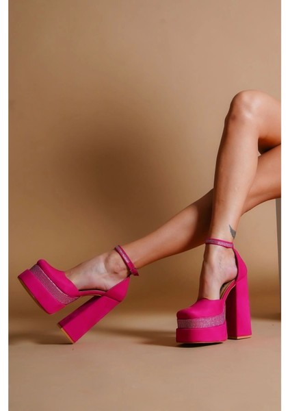 Stil Modern Kadın Çift Platform Taşlı Özel Tasarım Gündüz Gece Abiye Ayakkabı