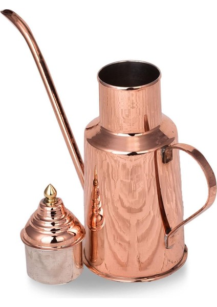Kırmızı Bakır Yağdanlık, Şık ve Geleneksel Tasarım, 500 ml, Metalik Renk