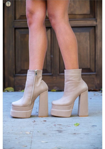 Stil Modern Kadın Çift Platform Kalın Topuk Bot Özel Tasarım Gündüz Gece Abiye Ayakkabı fiyatları