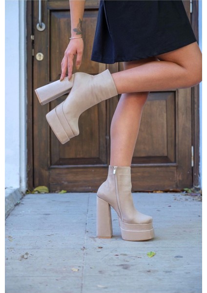 Stil Modern Kadın Çift Platform Kalın Topuk Bot Özel Tasarım Gündüz Gece Abiye Ayakkabı fırsatları