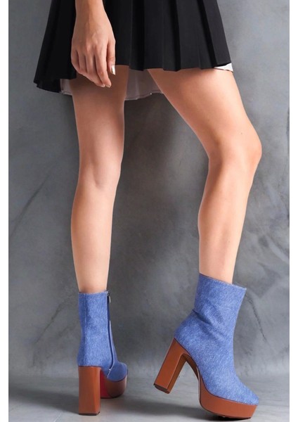 Stil Modern Kadın Platform Topuklu Bot Özel Tasarım Gündüz Gece Abiye Ayakkabı