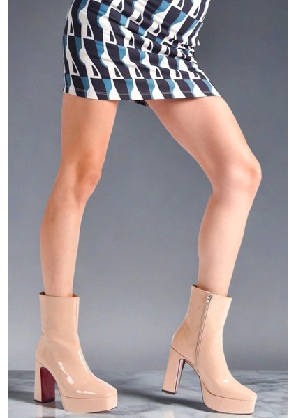 Stil Modern Kadın Platform Topuklu Bot Özel Tasarım Gündüz Gece Abiye Ayakkabı