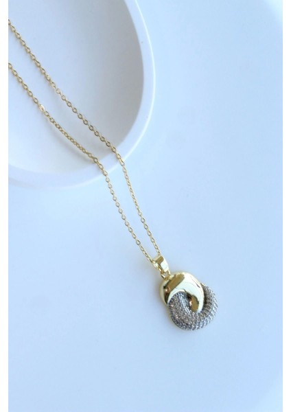 Zarif Zirkon Taşlı Tasarım Gold Gümüş Renk Atmaz Kararmaz Kadın Çelik Kolye fırsatları