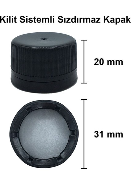 250 ml Yeşil Dorika Kilitli Kapaklı ve Kapüşonlu Yuvarlak 250 cc Boş Cam Şişe 40 Adet