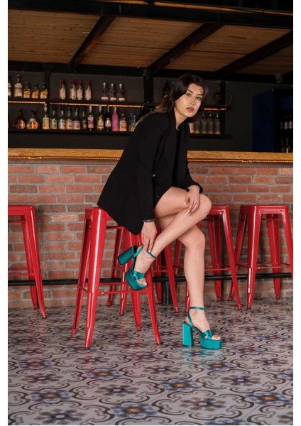 Kadın Elegant Ayakkabı Tasarım Platform Kalın Topuklu Ayakkabı Özel Tasarım Abiye Ayakkabı