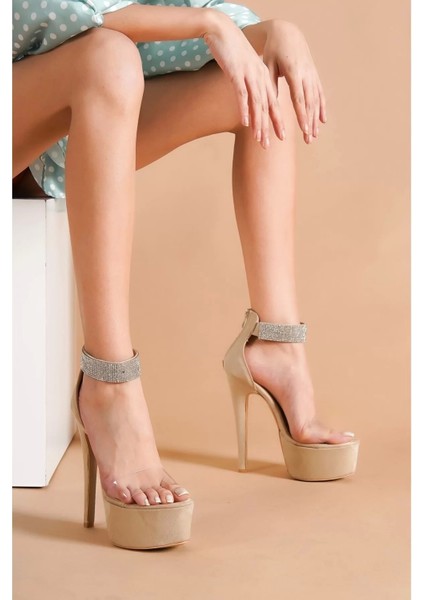 Kadın Elegant Ayakkabı Ince Topuklu Taşlı Bilekli Platform Özel Tasarım Abiye Ayakkabı modelleri