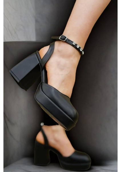 Kadın Elegant Ayakkabı Alçak Platform Kalın Topuklu Ayakkabı Özel Tasarım Abiye Ayakkabı