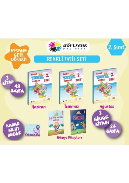 Dörtrenk 2. Sınıf Yaz Tatil Kitabı Seti (6 Parça)