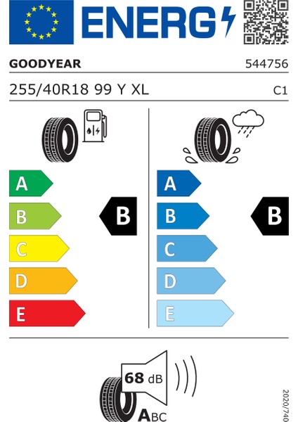 255/40 R18 99Y Xl Fp * Eagle F1 Asymmetric 3 Rof Oto Yaz Lastiği (Üretim Yılı: 2024)