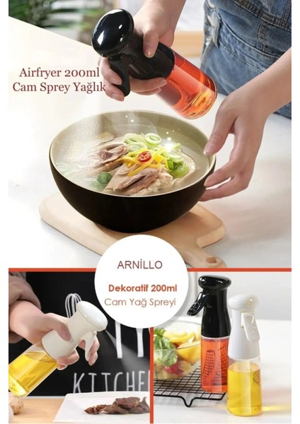 200ml Çok Renkli Cam Yağdanlık, Şık ve Pratik Tasarım, Beyaz Renk, 1 Parça