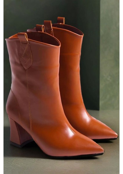 Kadın Elegant Ayakkabı Sivri Burun Kovbot Bot Özel Tasarım Abiye Ayakkabı