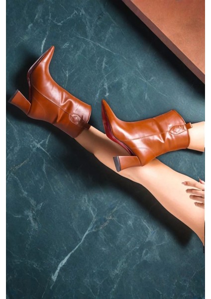 Kadın Elegant Ayakkabı Sivri Burun Kovbot Bot Özel Tasarım Abiye Ayakkabı indirimleri