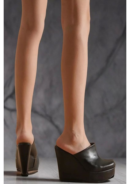 Kadın Elegant Ayakkabı Burnu Kapalı Dolgu Topuklu Terlik Özel Tasarım Abiye Ayakkabı fiyatları