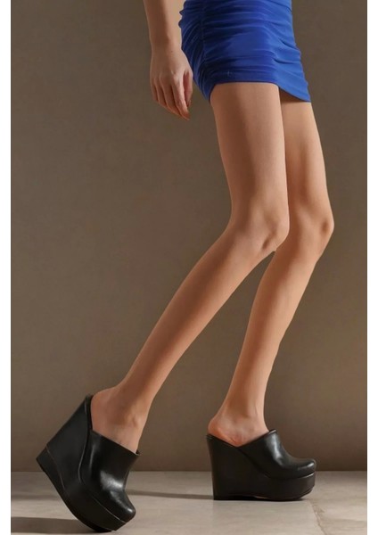 Kadın Elegant Ayakkabı Burnu Kapalı Dolgu Topuklu Terlik Özel Tasarım Abiye Ayakkabı fırsatları