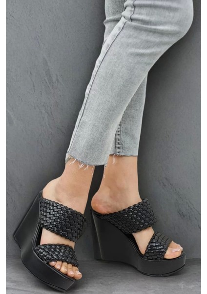 Kadın Elegant Ayakkabı Hasır Dolgu Topuklu Terlik Corneell Özel Tasarım Abiye Ayakkabı modelleri