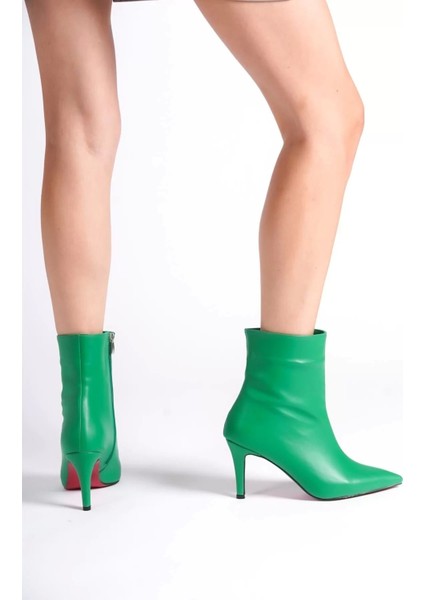 Kadın Elegant Ayakkabı Kısa Topuklu Sivri Burun Bot Özel Tasarım Abiye Ayakkabı fırsatları