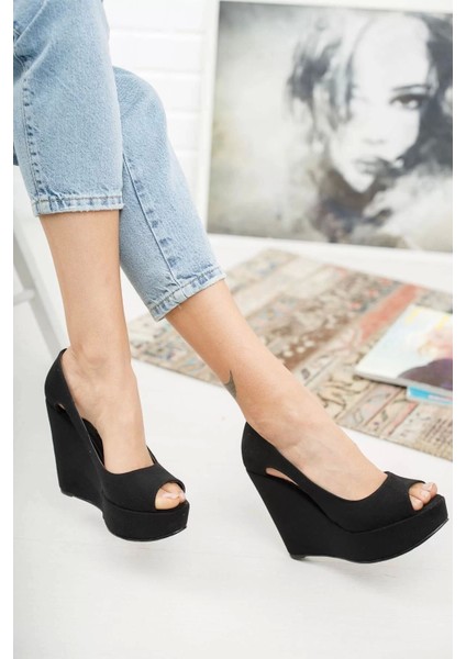 Kadın Elegant Ayakkabı Dolgu Topuklu Ayakkabı Özel Tasarım Abiye Ayakkabı