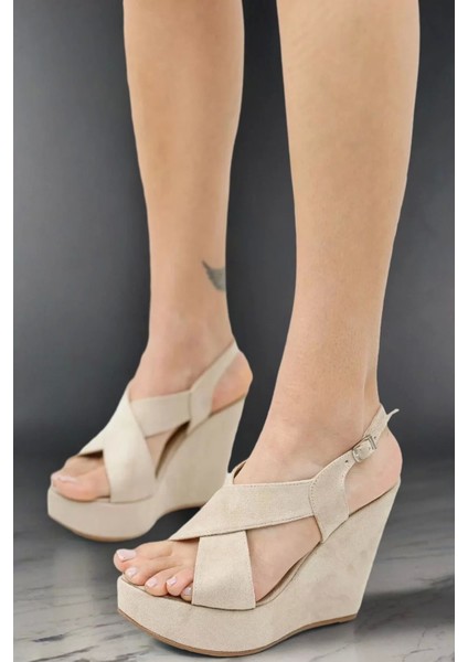 Kadın Elegant Ayakkabı Yazlık Dolgu Topuk Ayakkabı Özel Tasarım Abiye Ayakkabı