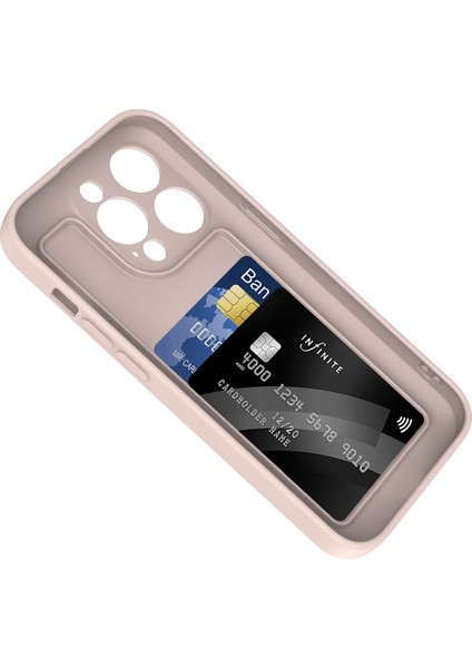 Apple iPhone 14 Pro Max Kılıf Kamera Korumalı Kartlık Hazneli Nvg Vitra Kapak - Pembe