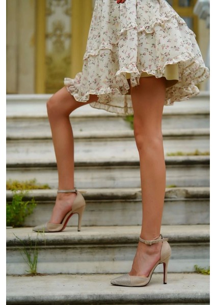 Kadın Taş Detaylı Bilekten Bağlamalı Ince Topuklu Stiletto Abiye Ayakkabı Zarif Şık Tasarım fiyatları