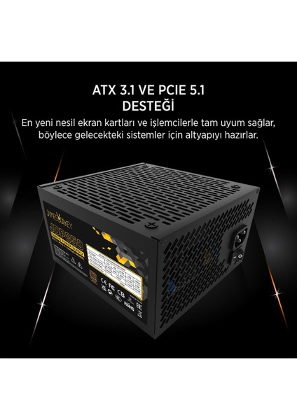 JDP850 Apfc 12CM 850W Bronze 80+ Atx 3.1 Pcı-E 5.1 Power Supply