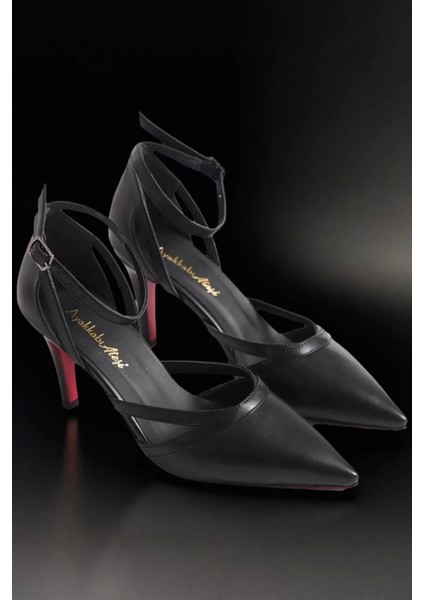 Kadın Elegant Ayakkabı Sivri Burun Kısa Topuklu Ayakkabı Özel Tasarım Abiye Ayakkabı