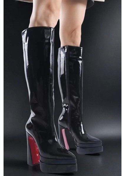 Kadın Elegant Ayakkabı Çift Platform Yüksek Topuklu Çizme Özel Tasarım Abiye Ayakkabı