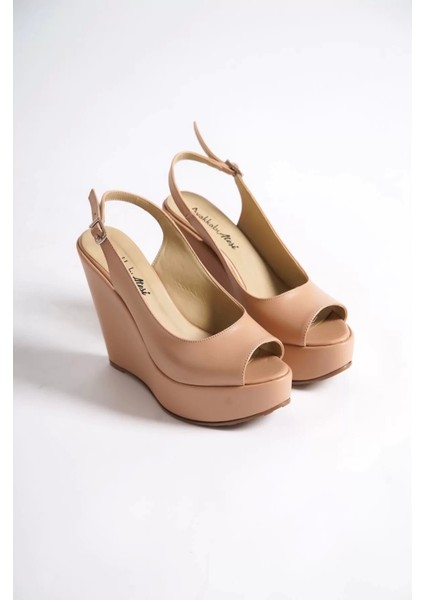 Kadın Elegant Ayakkabı Arkası Açık Dolgu Topuklu Ayakkabı Özel Tasarım Abiye Ayakkabı fırsatları